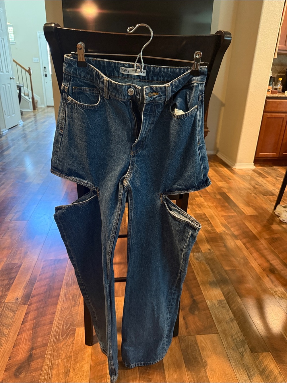 Zara Blue Distressed Cutout Jeans